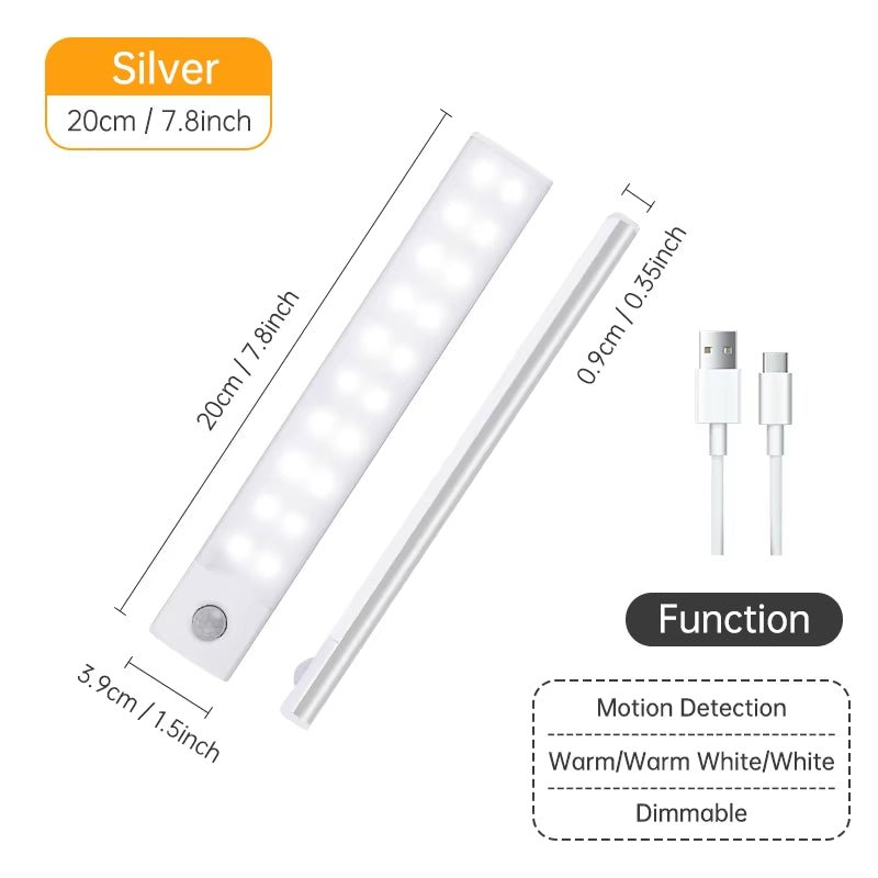 Motion Sensor Light Wireless LED Night Light USB Rechargeable Night Lamp Cabinet Wardrobe Lamp under Backlight for Kitchen Led - Verve & VerseMotion Sensor Light Wireless LED Night Light USB Rechargeable Night Lamp Cabinet Wardrobe Lamp under Backlight for Kitchen Led