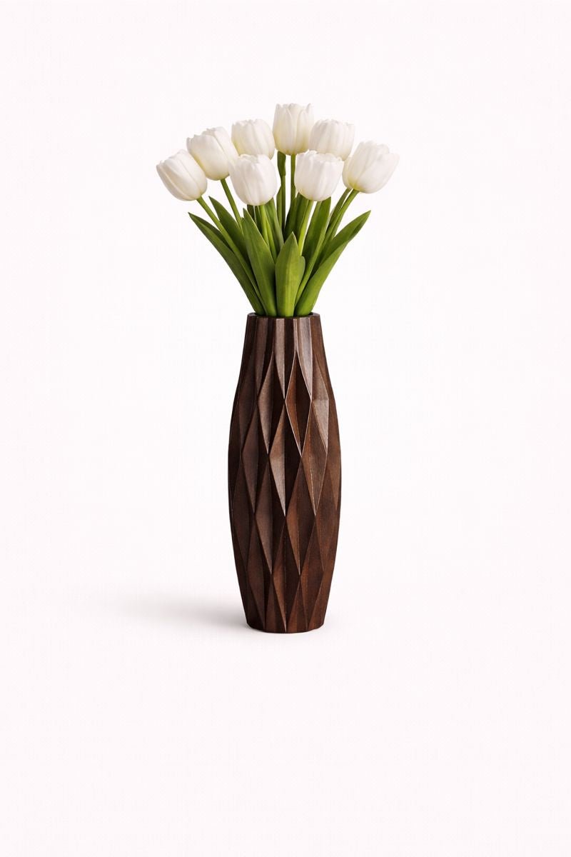 Handcrafted Geometric Wooden Vase – A Timeless Statement Piece