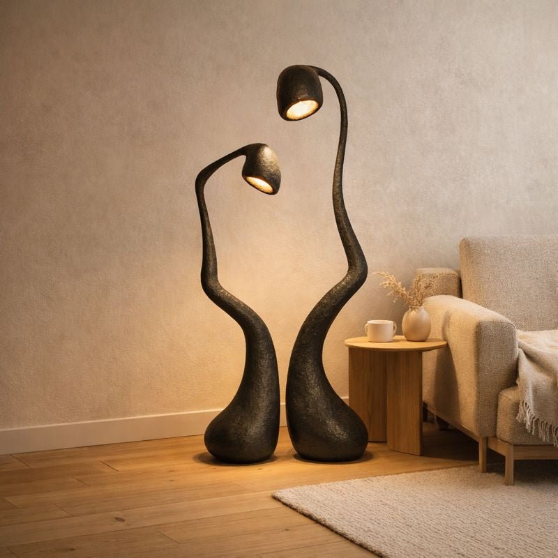 Wooden Sculptural Floor Lamp Set – Contemporary Art Lighting
