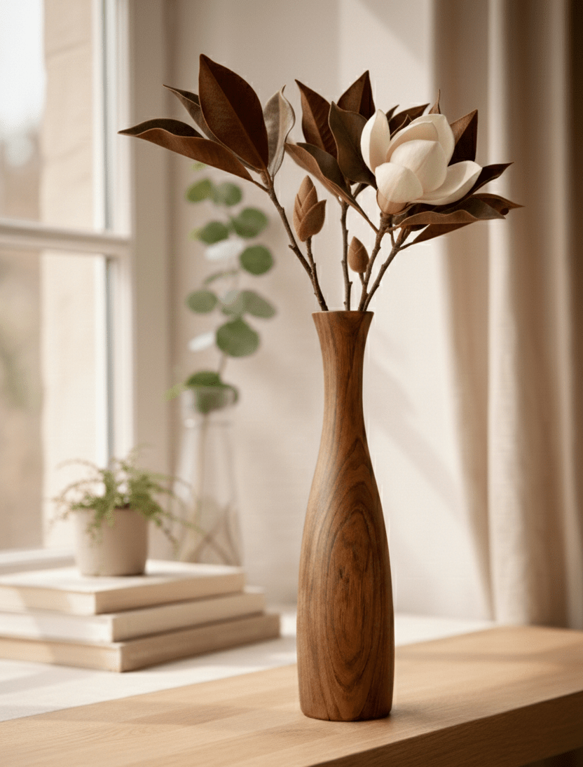 Solace Tall Wooden Vase - Verve & VerseSolace Tall Wooden Vase
