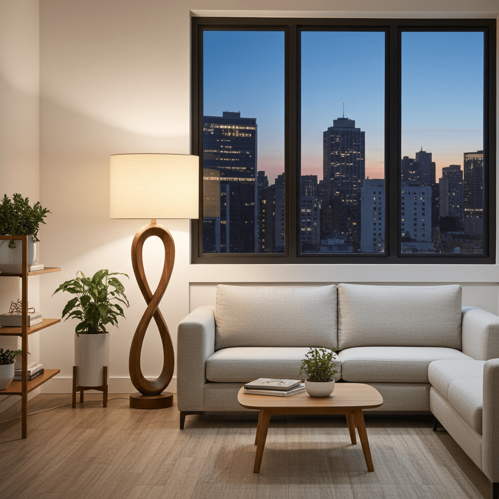 LUMINA Sculptural Wooden Floor Lamp - Verve & VerseLUMINA Sculptural Wooden Floor Lamp