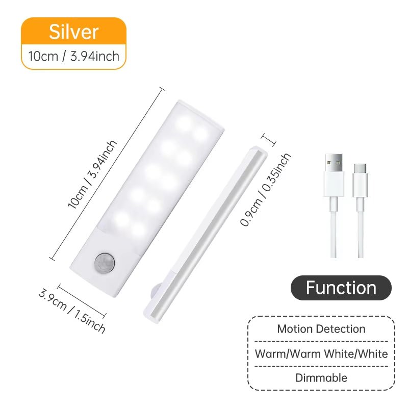 Motion Sensor Light Wireless LED Night Light USB Rechargeable Night Lamp Cabinet Wardrobe Lamp under Backlight for Kitchen Led - Verve & VerseMotion Sensor Light Wireless LED Night Light USB Rechargeable Night Lamp Cabinet Wardrobe Lamp under Backlight for Kitchen Led