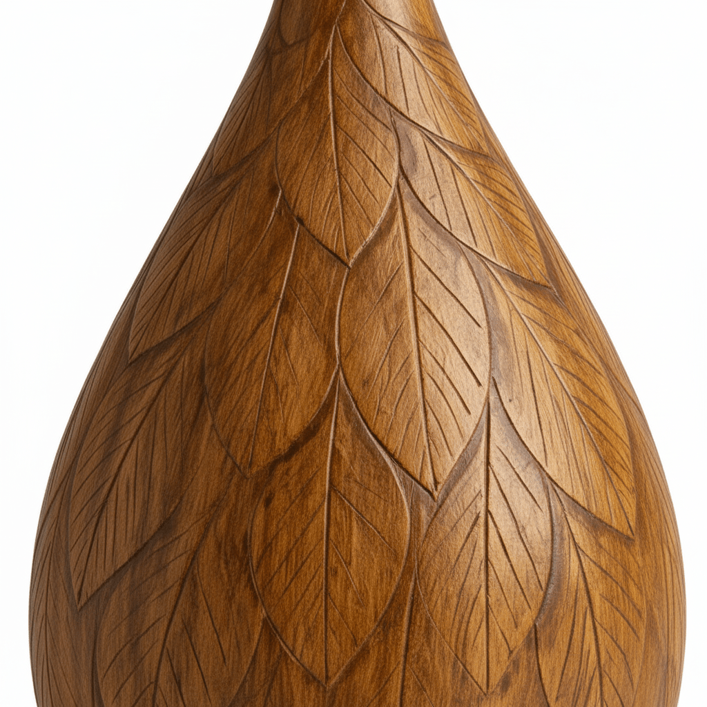 Hand - Carved Wooden Decorative Vase - Verve & VerseHand - Carved Wooden Decorative Vase