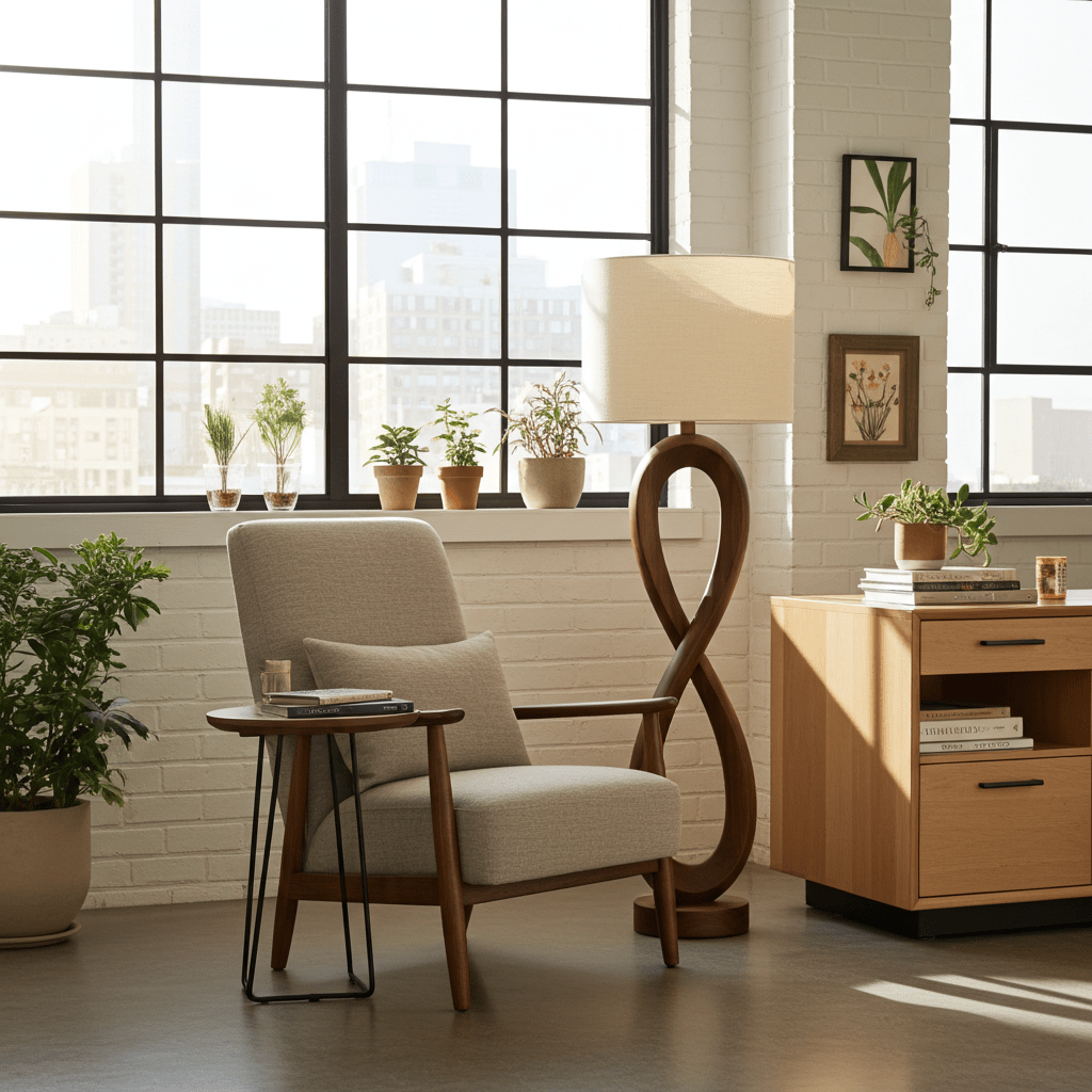 LUMINA Sculptural Wooden Floor Lamp - Verve & VerseLUMINA Sculptural Wooden Floor Lamp