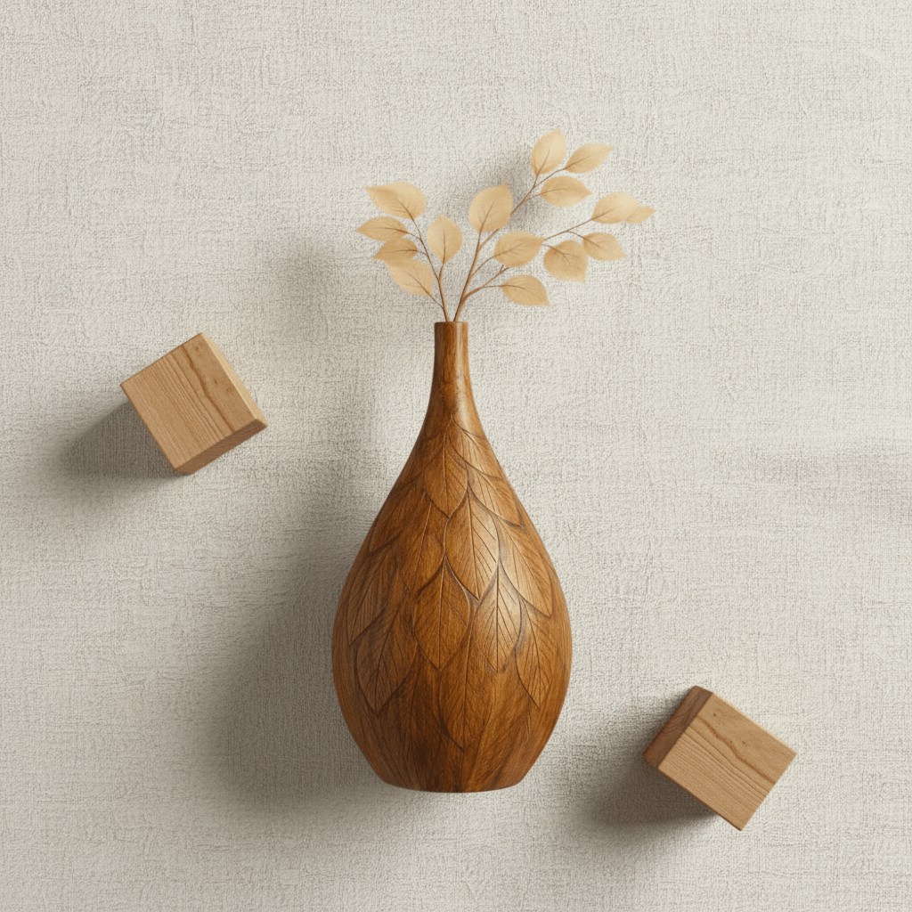Hand - Carved Wooden Decorative Vase - Verve & VerseHand - Carved Wooden Decorative Vase