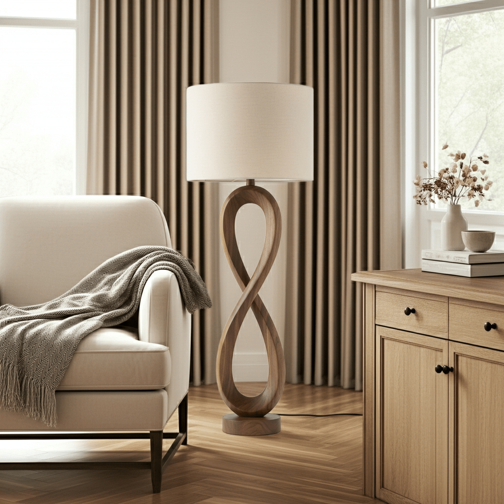 LUMINA Sculptural Wooden Floor Lamp - Verve & VerseLUMINA Sculptural Wooden Floor Lamp