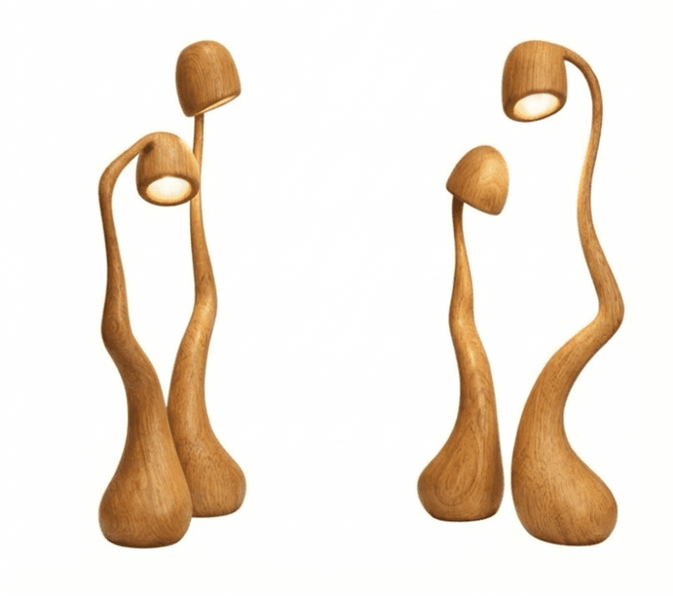 Wooden Sculptural Floor Lamp Set – Contemporary Art Lighting - Verve & VerseWooden Sculptural Floor Lamp Set – Contemporary Art Lighting