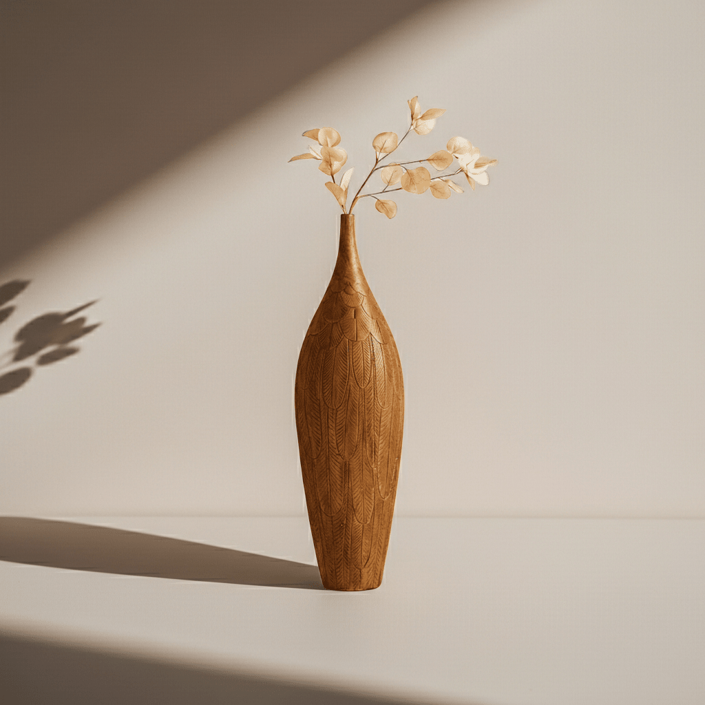 Hand - Carved Aurora Wooden Vase – Sculptural Decor - Verve & VerseHand - Carved Aurora Wooden Vase – Sculptural Decor