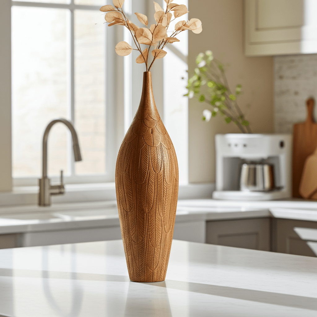 Hand - Carved Aurora Wooden Vase – Sculptural Decor - Verve & VerseHand - Carved Aurora Wooden Vase – Sculptural Decor